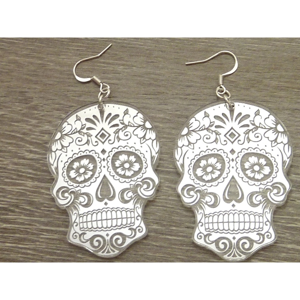 Sugar Silver Skull Earrings
